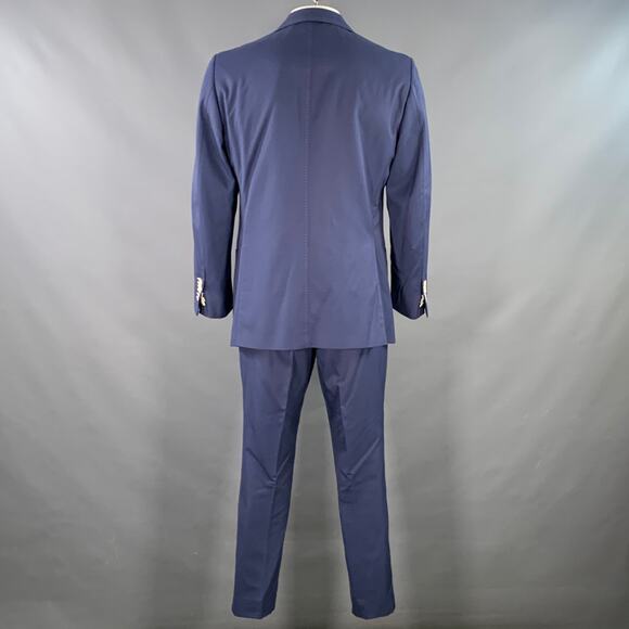 ASTOR & BLACK Size 44 Blue Contrast Stitch Single Breasted Notch Lapel Suit - Picture 3 of 16